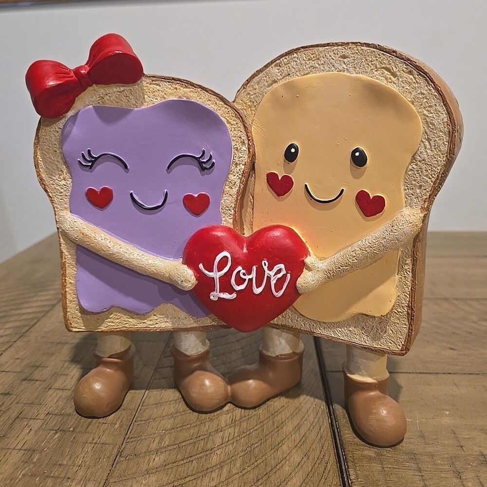 Whimsical Love Peanut butter and Jelly Couple Valentine Figurine Love & Cupcakes